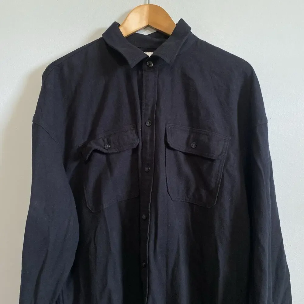 Hollister Men’s Classic Long Sleeve Cotton Button Down Black Shirt XL NWT Preppy